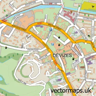 Street map sample of Devizes, Wiltshire