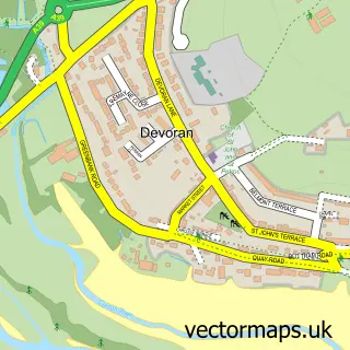 Street map sample of Devoran, Cornwall