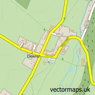 Street map sample of Dewlish, Dorset