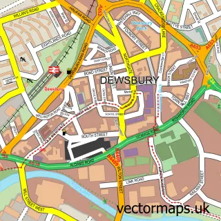 Street map sample of Dewsbury, West Yorkshire