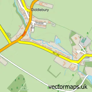 Street map sample of Diddlebury, Shropshire