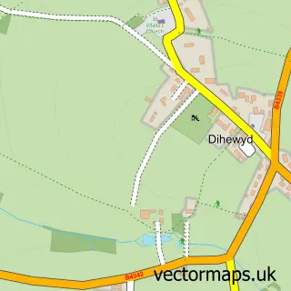 Street map sample of Dihewyd, Dyfed