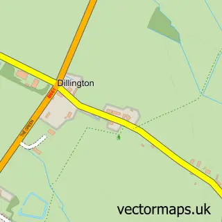 Street map sample of Dillington, Cambridgeshire