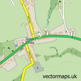 Street map sample of Dinas Cross, Dyfed