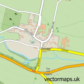 Street map sample of Dinder, Somerset