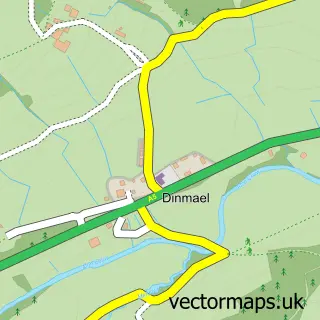 Street map sample of Dinmael, Clwyd