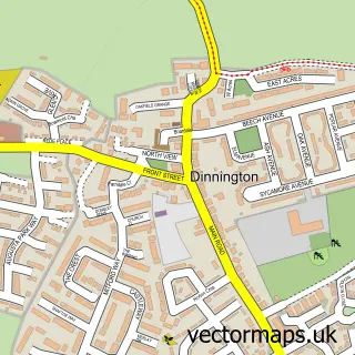 Street map sample of Dinnington, Tyne & Wear
