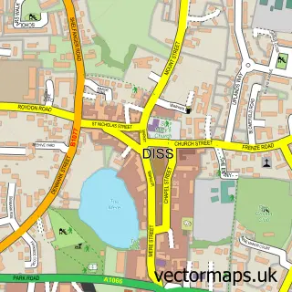 Street map sample of Diss, Norfolk