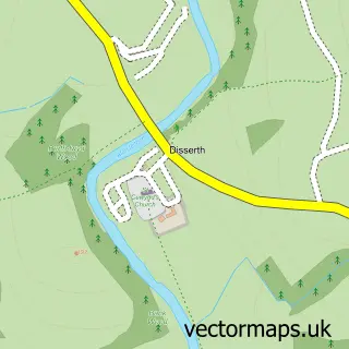 Street map sample of Disserth, Powys