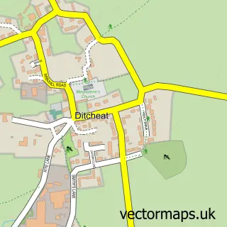 Street map sample of Ditcheat, Somerset