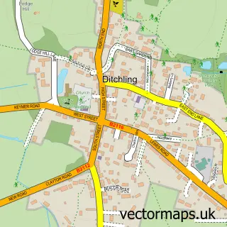 Street map sample of Ditchling, East Sussex