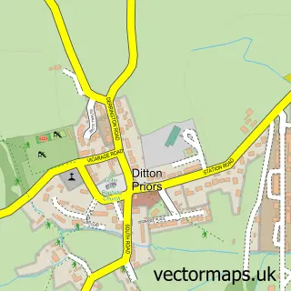 Street map sample of Ditton Priors, Shropshire