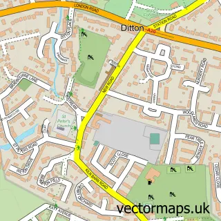 Street map sample of Ditton, Kent