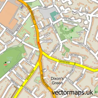 Street map sample of Dixons Green, West Midlands