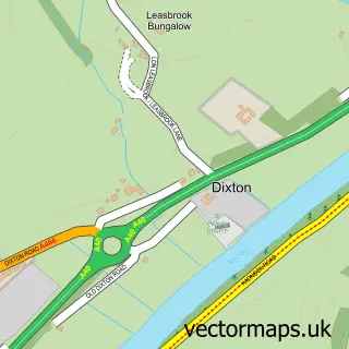 Street map sample of Dixton, Gwent