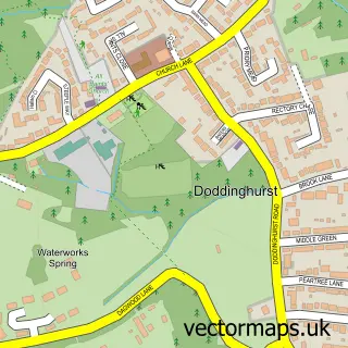 Street map sample of Doddinghurst, Essex