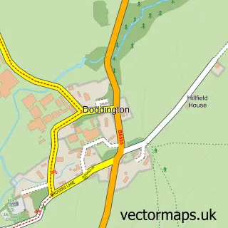 Street map sample of Doddington, Northumberland