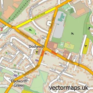 Street map sample of Dodworth, South Yorkshire