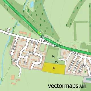 Street map sample of Doe Lea, Derbyshire