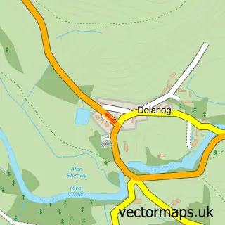 Street map sample of Dolanog, Powys