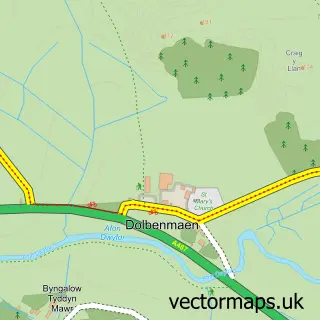 Street map sample of Dolbenmaen, Gwynedd