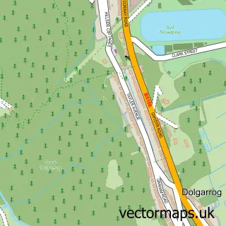 Street map sample of Dolgarrog, Clwyd