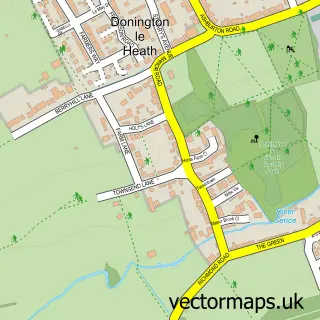 Street map sample of Donington Le Heath, Leicestershire