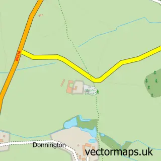 Street map sample of Donnington, Herefordshire