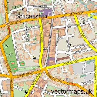 Street map sample of Dorchester, Dorset