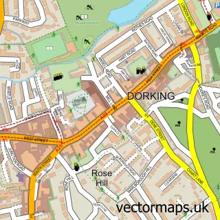 Street map sample of Dorking, Surrey