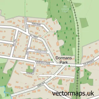 Street map sample of Dormans Park, Surrey