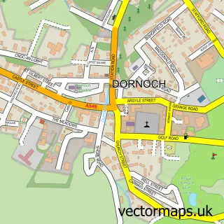 Street map sample of Dornoch, Sutherland