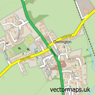 Street map sample of Dorrington, Shropshire