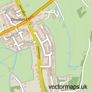 Street map sample of Dousland, Devon