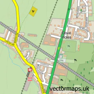 Street map sample of Dove Holes, Derbyshire