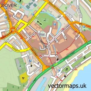 Street map sample of Dover, Kent