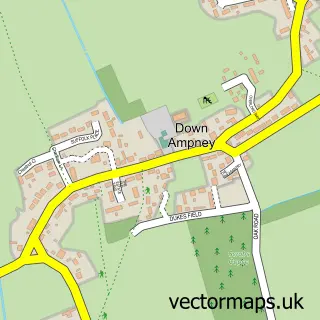 Street map sample of Down Ampney, Gloucestershire