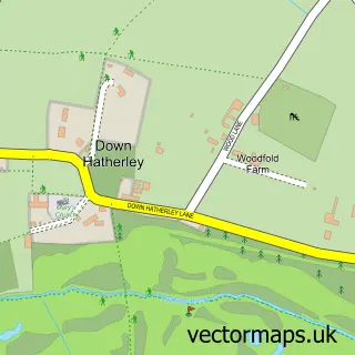 Street map sample of Down Hatherley, Gloucestershire