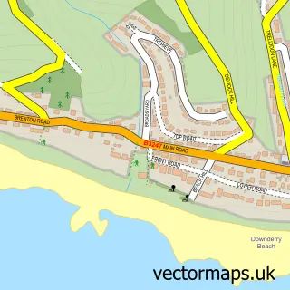 Street map sample of Downderry, Cornwall