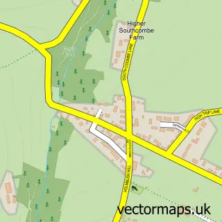 Street map sample of Downgate, Cornwall