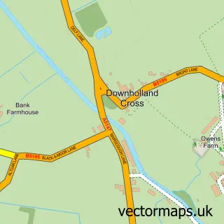 Street map sample of Downholland Cross, Lancashire