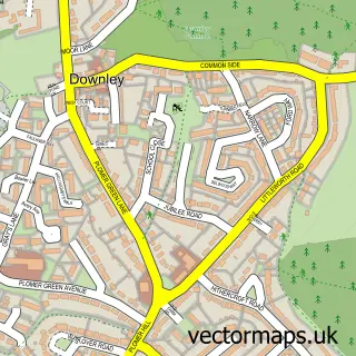 Street map sample of Downley, Buckinghamshire