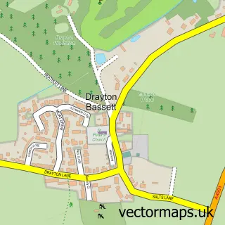 Street map sample of Drayton Basset, Staffordshire
