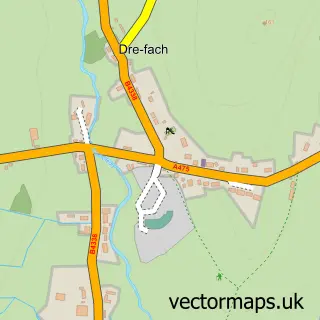 Street map sample of Dre-fach, Dyfed