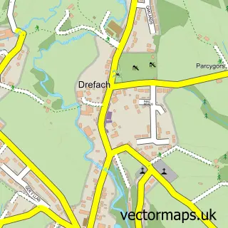 Street map sample of Drefach, Dyfed