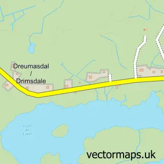 Street map sample of Dreumasdal, Western Isles