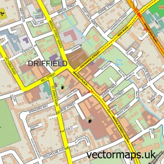 Street map sample of Driffield, East Riding of Yorkshire