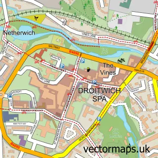 Street map sample of Droitwich Spa, Worcestershire