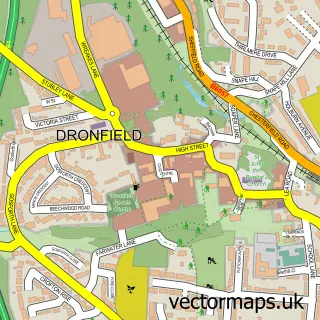 Street map sample of Dronfield, Derbyshire