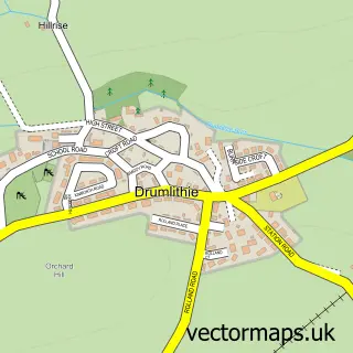 Street map sample of Drumlithie, Kincardineshire